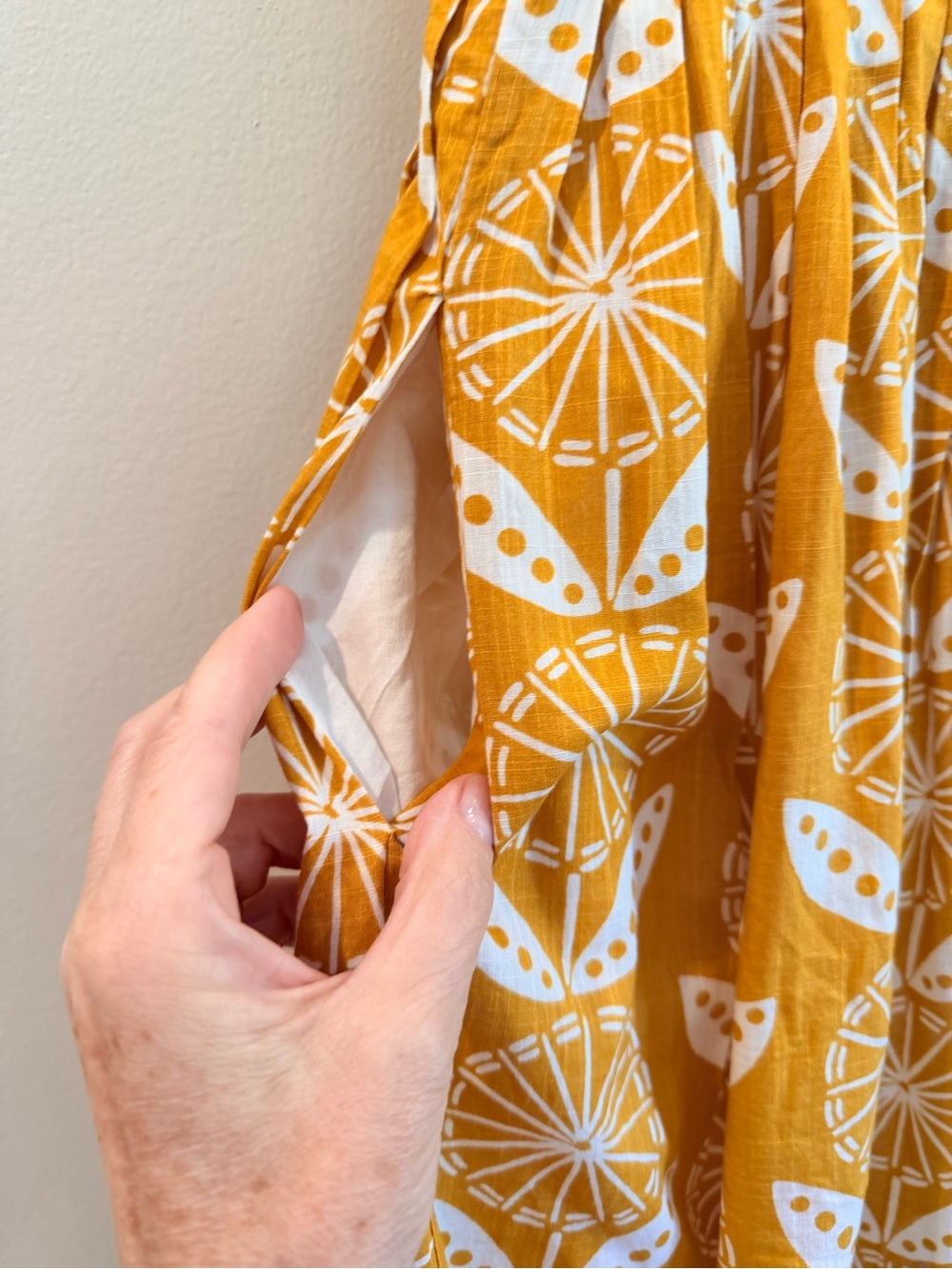 Boden Nancy Sunflower Yellow White Floral Cotton Fit Flare Dress Womens 8 Summer - Picture 6 of 10